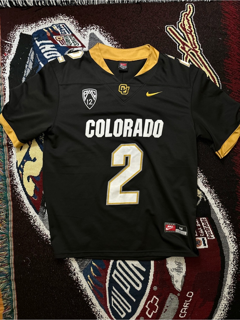 Nike Colorado Black & Gold Mens Jersey -  Shedeur Sanders Number 2
